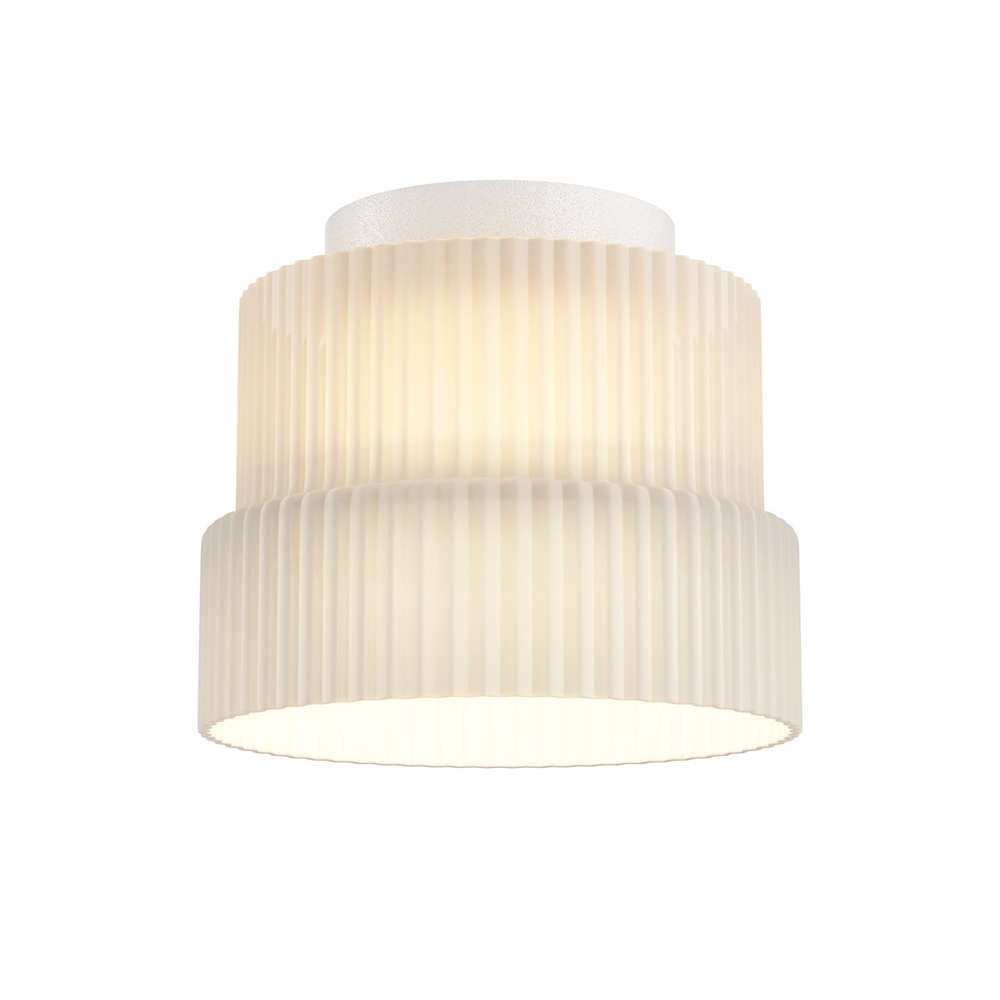 LED лампа за таван Maytoni Scala MOD496CL-L12WK бяла с релефно стъкло и метална основа Ø148 mm