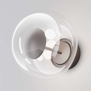 Външна лампа за стена Maytoni Velora O139WL-L8BRK фасаден аплик IP54 със стъклена сфера и кафява основа.