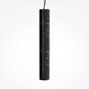 Пендел Maytoni Basic Texture MOD461PL-L5BK -детайл цилиндър черен мрамор с вграден LED и минималистичен модерен дизайн.