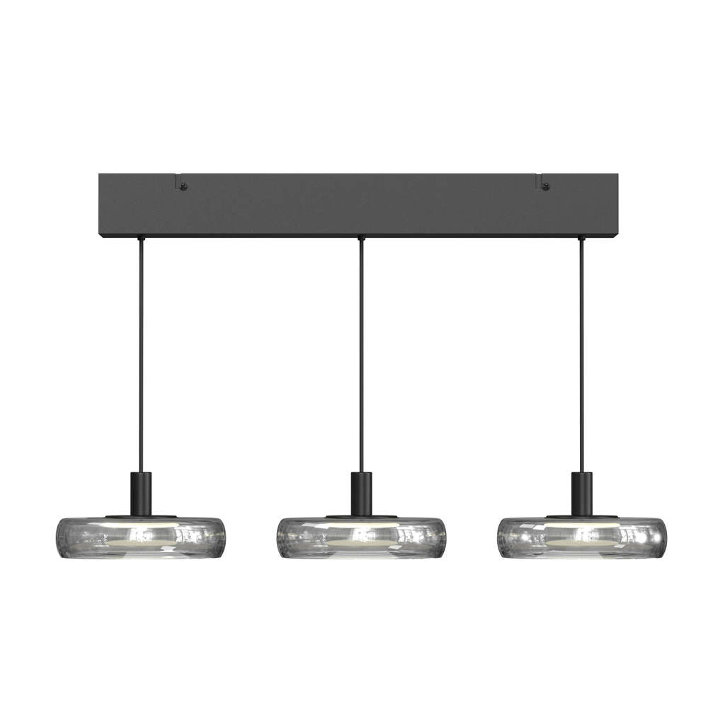 Троен черен LED пендел Maytoni Float с опушени стъклени сфери 25W 3000K