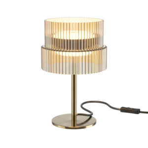 LED настолна лампа Maytoni Scala MOD496TL-L12BZK бронз с релефен стъклен абажур в цвят коняк