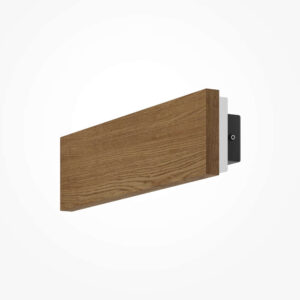 Аплик за стена дърво Maytoni Basic Texture MOD461WL-L8BGK правоъгълен 30 см с тънък профил, черна основа и индиректна LED светлина.