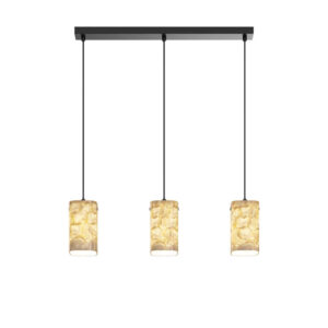 Висяща светеща лампа Maytoni Maris - три абажура 3 х Е14 с мек алабастров ефект и черна линейна основа.