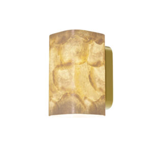 Лампа за стена Maytoni Maris MOD499WL-01G със златна основа и Capiz абажур с топъл алабастров ефект при светене