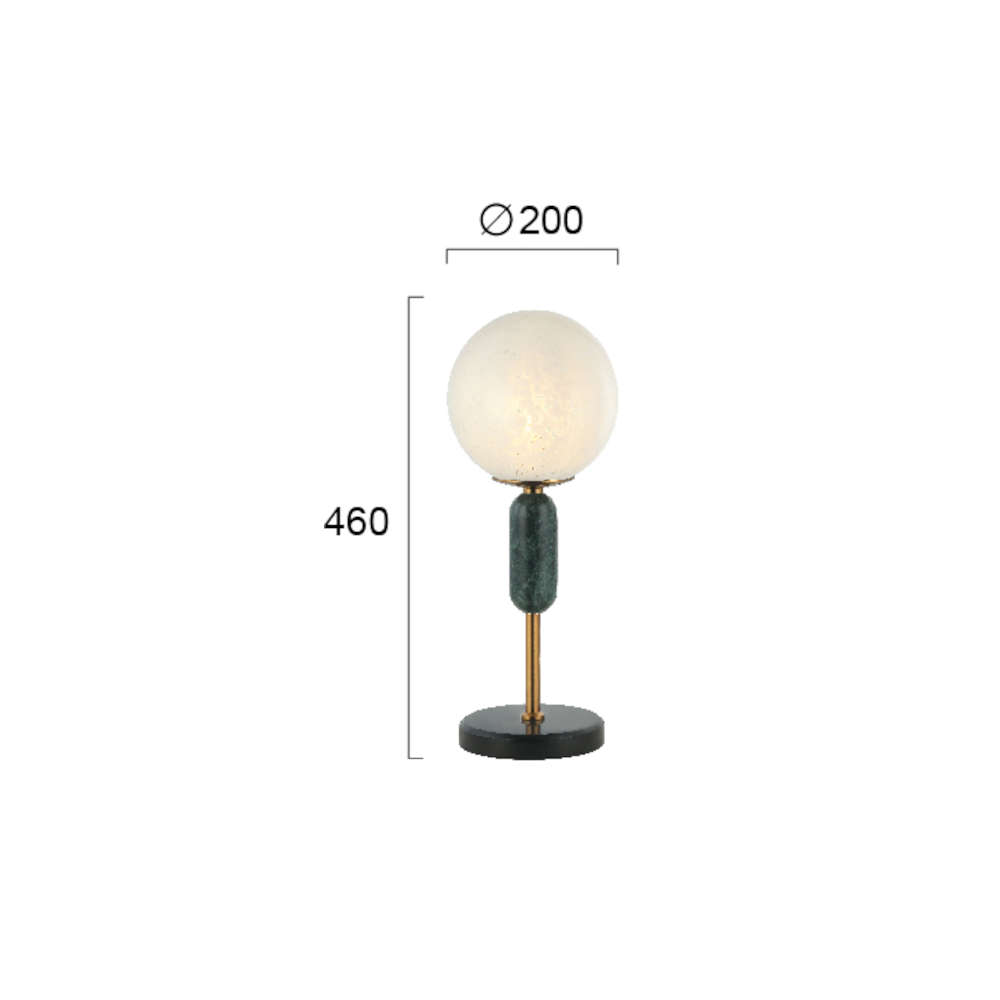Настолна лампа Viokef Polly 4264300 фасунга Е27, метално тяло в черно и месинг, с орнамент зелен мрамор и стъклен абажур - Image 3