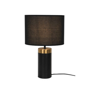 Настолна лампа Viokef Luciano 4279000 фасунга Е27, метално тяло в черно и златисто и текстилен абажур