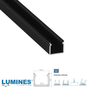 Aлуминиев профил за LED ленти Lumines Lighting SEI 10-1782-30 черен анодизиран, 3 м