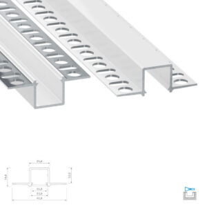 Бял алуминиев профил за вграждане в гипсокартон и мазилка 2 метра Lumines Gaudi 10-0951-20