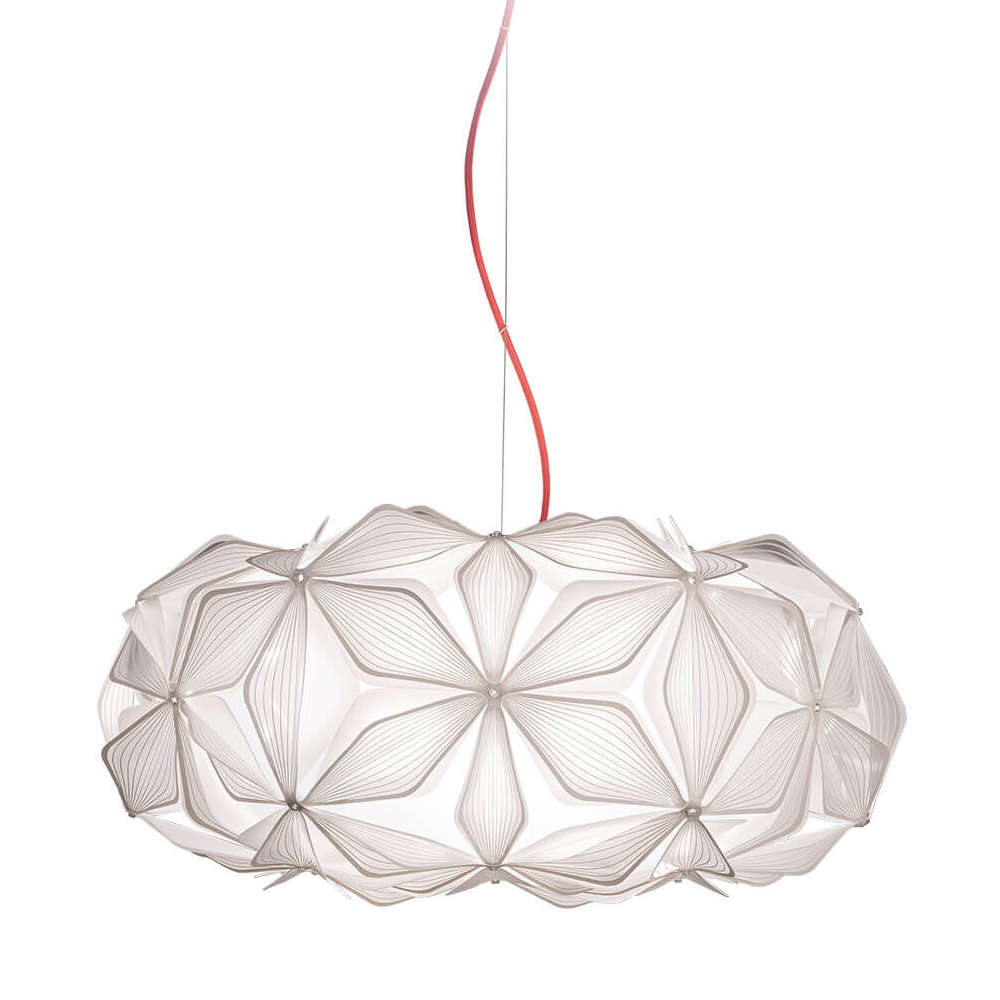 Дизайнерски полилей Slamp C’EST LA VIE Suspension Medium Ø53 cm бял с червен кабел - италиански дизайн от Adriano Rachele