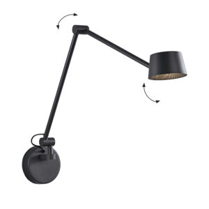 Черен LED аплик за стена Viokef Savina 4329600 9W 451lm 3000K с два подвижни рамена и насочващ се абажур