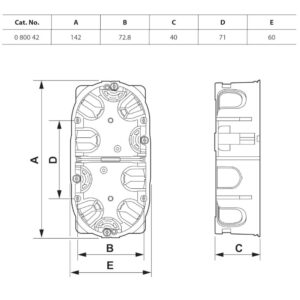 Конзолна кутия за гипсокартон Legrand Batibox 080042 двойна 2 механизма 40 мм