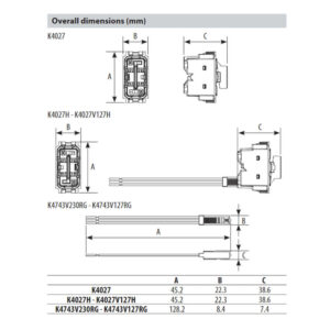 Ключ за щори Bticino Living Now K4027 1P 250VA 10A 1 модул