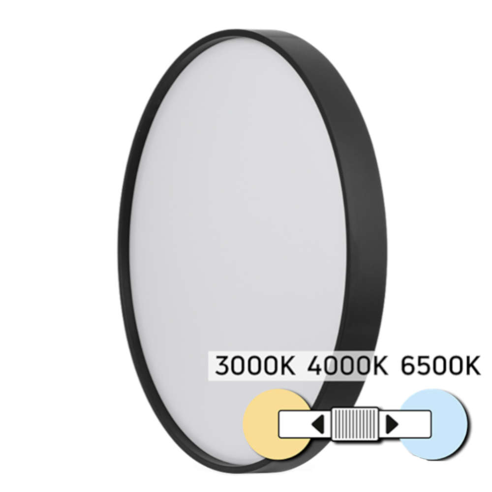 LED плафон Ultralux SPL1B24CCTB 24w, 1650lm, VIENNA, кръгла форма, черен корпус, смяна на цветна температура - 3000K/4000K/6500K IP20 385x60mm