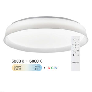 Кръгъл плафон LED плафон с дистанционно и приложение през телефон димируем 3000-6000К+RGB бял кръг Ø40 Ultralux SPL6LDRC Athens