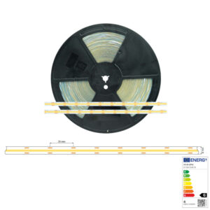 Професионална COB LED лента Led Labs 24VDC 6W 3000K CRI90 ширина 5 mm за скрито осветление и алуминиев профил