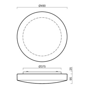 Стъклен плафон IP43 3xE27 фасунги ф490мм EDNA 5 Osmont EDN43051