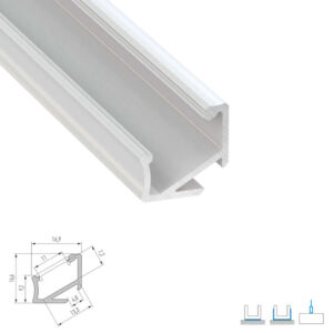 Асиметричен ъглов профил за LED лента Lumines Lighting 10-0451-20 H бял