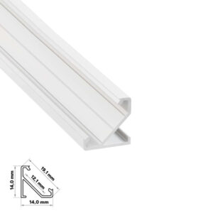 ъглов алуминиев LED профил Lumines Lighting 38-2436-30 бял 3 метра за LED лента до 12 mm с 45 градуса осветяване