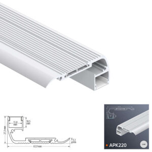 Алуминиев профил за стъпала Ultralux APK220 2 метра с дифузер и тапи