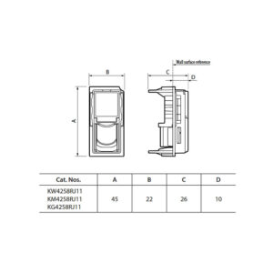 RJ11 телефонна розетка Bticino Living Now KW4258RJ11 тип K10 1 модул бялa