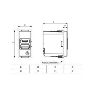 USB розетка двойна A+C Bticino Living Now K4191AC цвят черен 1 модул