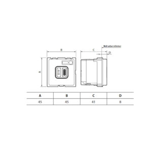 USB розетка C Bticino Living Now K4288C2 цвят черен 2 модула