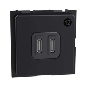 USB розетка двойна Type-C Bticino Living Now K4293CC черна