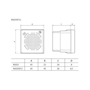 Звънец Bticino Living Now K4355V12 12VAC/DC 5VA 80 dB 2 модула