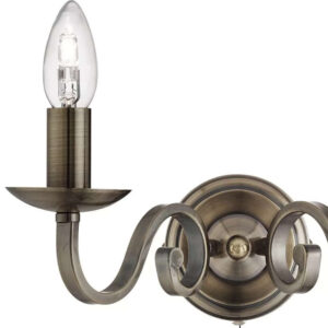 Лампа за стена аплик с ключ Richmond Searchlight 1502-2AB 2xE14 античен месинг