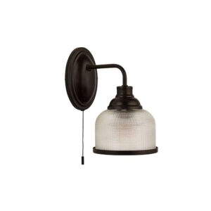 Лампа за стена аплик с ключ Highworth Searchlight 2671-1BK 1xE27 черен метал и релефно стъкло