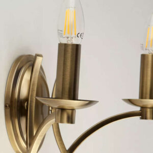 Лампа за стена аплик с ключ Ascot Searchlight 41312-2AB 2xE14 античен месинг