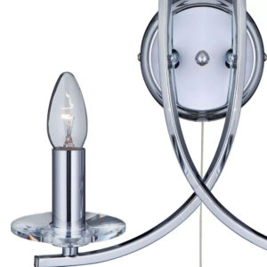 Лампа за стена аплик с ключ Ascona Searchlight 4162-2CC 2xE14 хром и стъкло