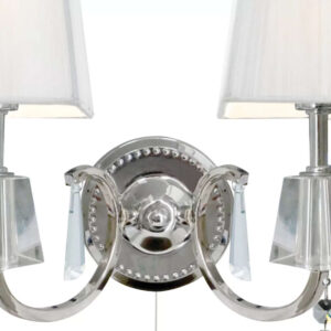 Лампа за стена аплик с ключ Portico Searchlight 6882-2CC 2xG9 хром, текстил, поликарбонат и стъкло