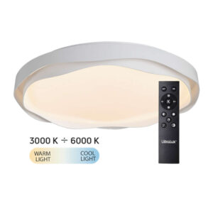 LED плафон с дистанционно димируем, със смяна на цветна температура - топла, неутрална и студен, бял кръг Ø51 Ultralux SPL3L72RC Portofino