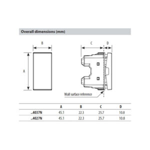 Бутон за щори Bticino Classia RW4037N 250V 10А бял с винтови клеми 1M