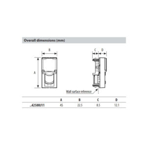 RJ11 телефонна розетка Bticino Classia RW4258RJ11 тип K10 1 модул бяла