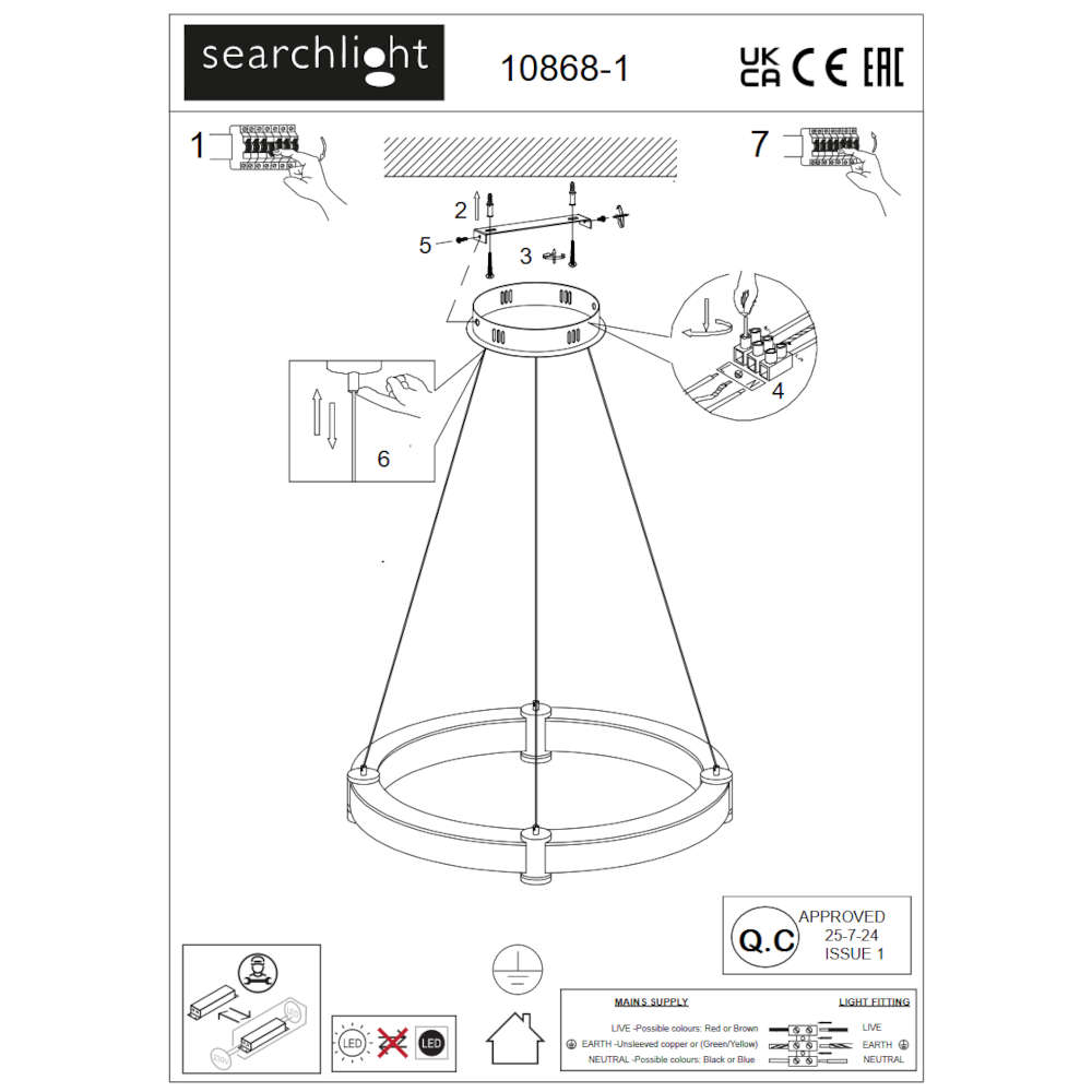 LED полилей Moonbeam Searchlight 10868-1BK 220V 29W 3000K 3024lm метал и селенит - Image 5