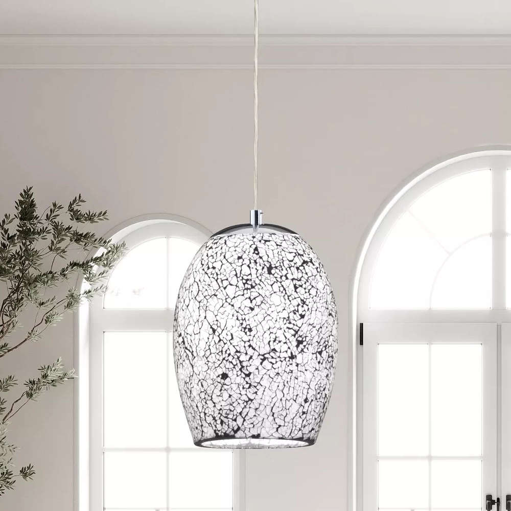 Висяща лампа пендел Crackle Searchlight 8069-3WH 220V 3xE27 фасунги метал и стъкло - Image 2
