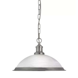 Висяща лампа пендел Bistro Searchlight 1591SS 1xE27 мат хром и матирано стъкло Висяща лампа пендел Bistro Searchlight 1591SS 1xE27 мат хром и матирано стъкло