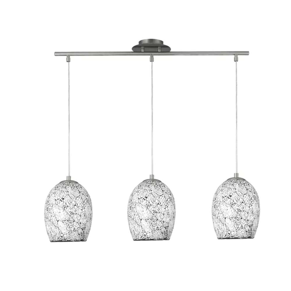 Висяща лампа Crackle Searchlight 8069-3WH с 3 стъклени абажура