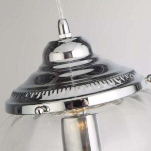 Висяща лампа пендел Moscow Searchlight 1091CC E27 хром и оребрено стъкло