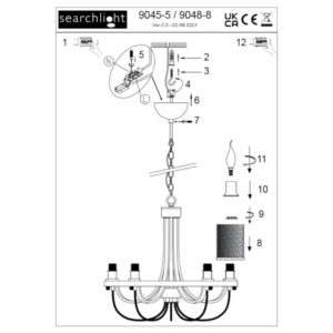 Полилей Catalina Searchlight 9048-8CC 8xE14 хром метал и опушено стъкло