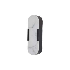 LED аплик Opaline Searchlight 11138BK IP44 14W 1207lm 3000K черен метал и мраморна смола
