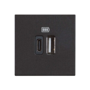 USB розетка двойна A+C Bticino Classia RG4287C2 цвят черен 2 модула 5VDC 3А