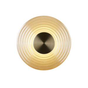 LED аплик Cleo Searchlight 32210AM месинг и кехлибарено стъкло