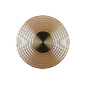 LED аплик Cleo Searchlight 32210AM – дизайнерска стенна лампа 9W 3000K метал/месинг и кехлибарено стъкло