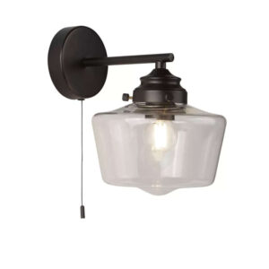 Аплик за баня School House Searchlight 8708-1BK черен метал и опалово стъкло