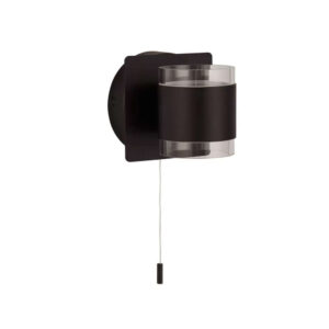 LED аплик с ключ Tumbler Searchlight 93290-2BK – IP44 6W 528lm 3000К черен метал и акрил LED аплик с ключ Tumbler Searchlight 93290-2BK – IP44 6W 528lm 3000К черен метал и акрил