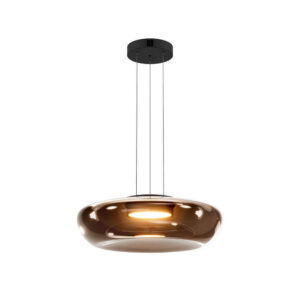 Пендел Maytoni Bassa с кафяво опушено стъкло Ø45 см и вграден LED модул 20W 3000K.