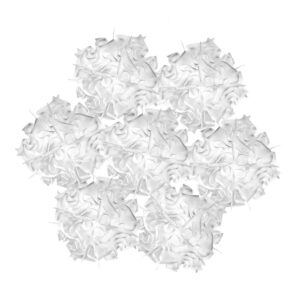 Поглед отдолу на полилей SLAMP Veli 7 White Ø130 см със седем свързани модула от Opalflex®.